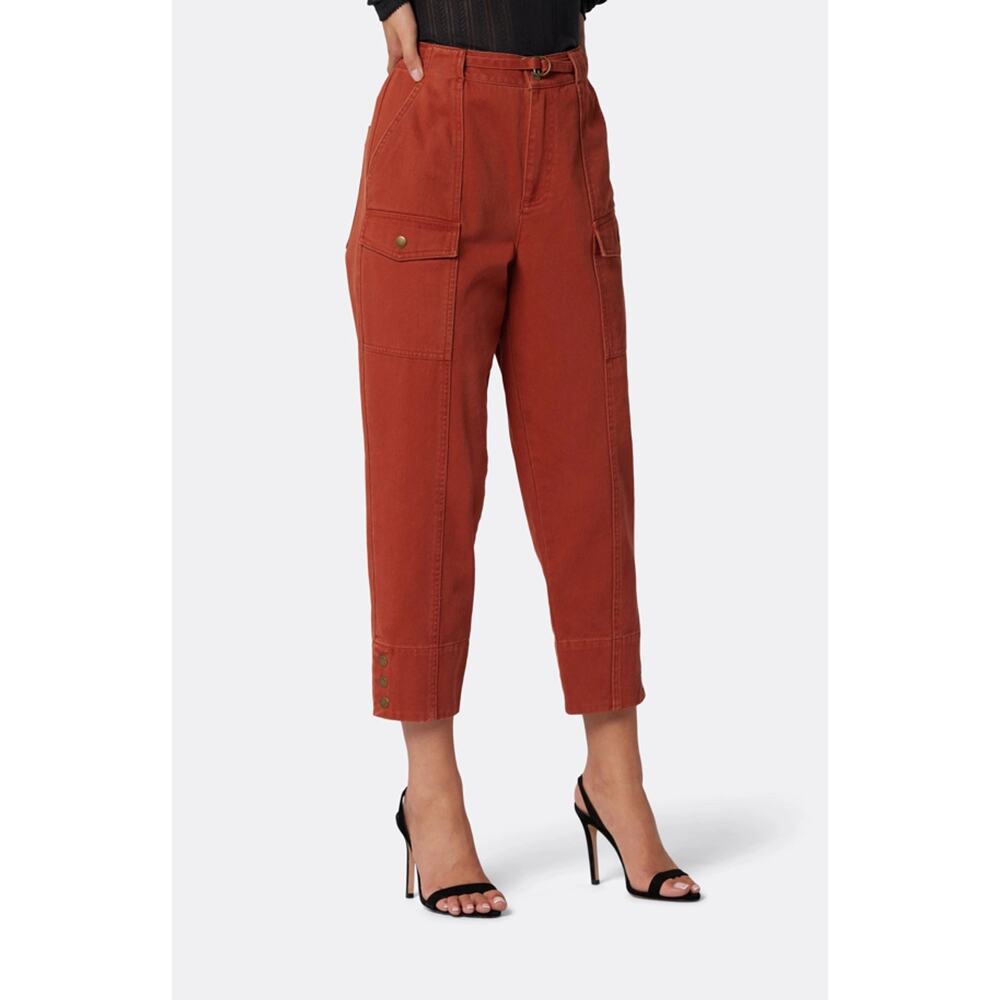 NWT Joie HADIYA Cargo Pocket Cropped Pants D-Ring Belted Waist Jeans 12